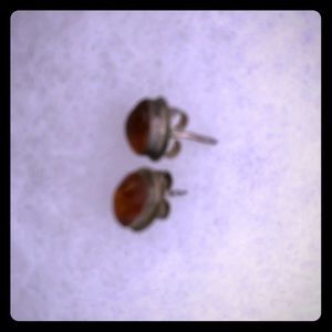 Amber color stone stud earrings
